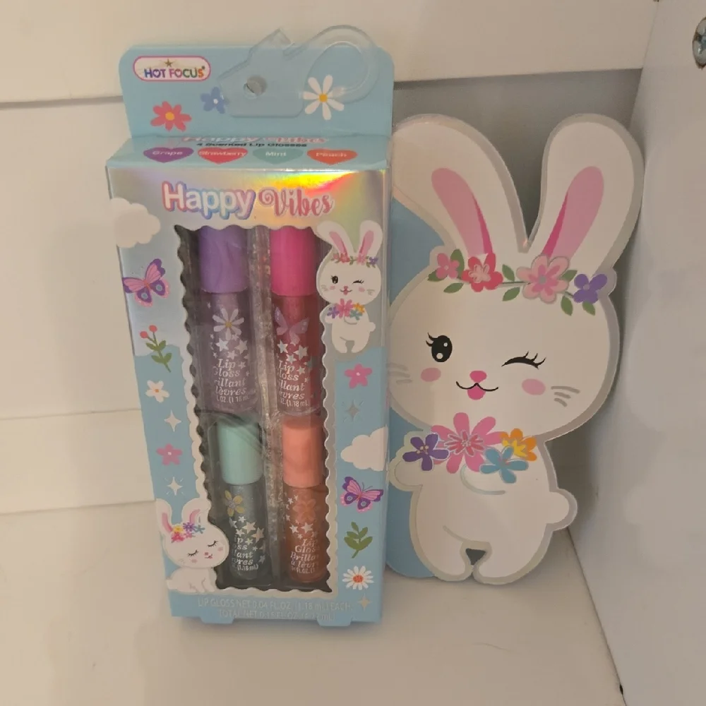 Happy Vibes Kids Lip Gloss Set - 4 Multicolor New